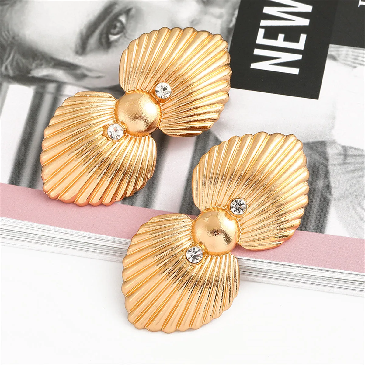 Cubic Zirconia & 18K Gold-Plated Shell Drop Earrings