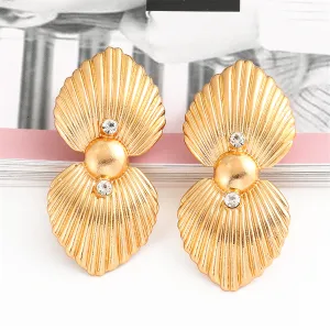 Cubic Zirconia & 18K Gold-Plated Shell Drop Earrings
