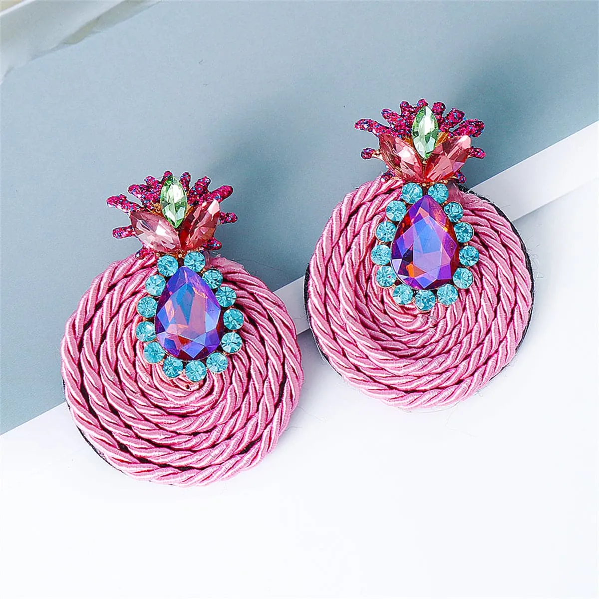 Cubic Zirconia & Crystal 18K Gold-Plaetd Pineapple Drop Earrings