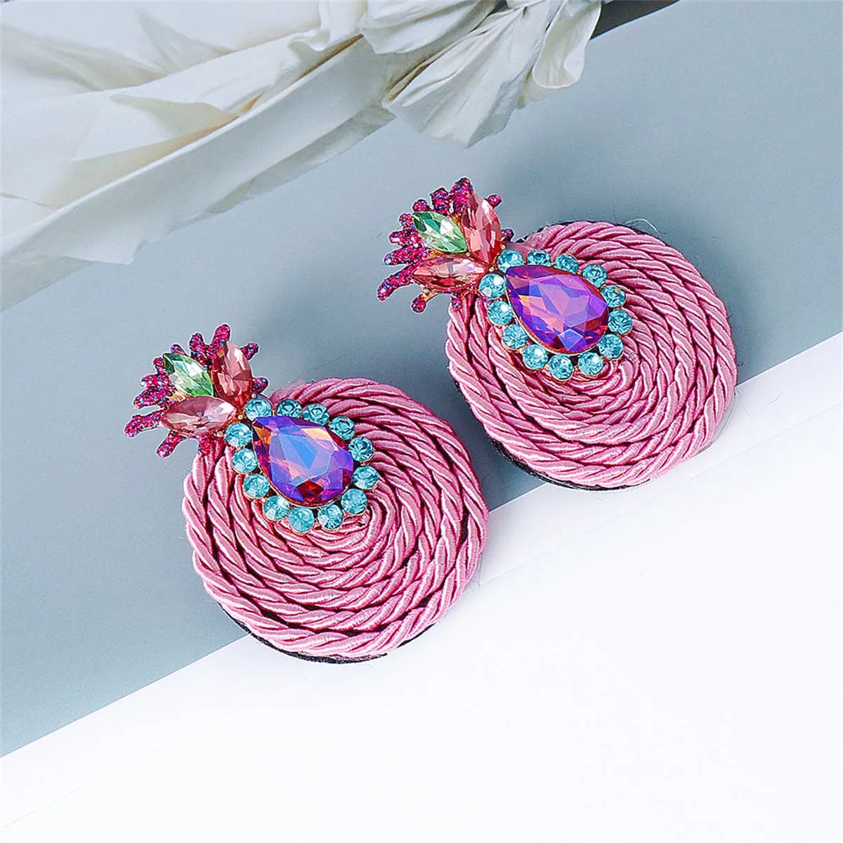 Cubic Zirconia & Crystal 18K Gold-Plaetd Pineapple Drop Earrings