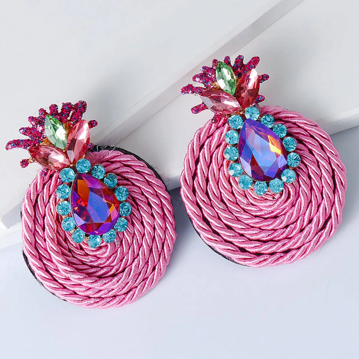 Cubic Zirconia & Crystal 18K Gold-Plaetd Pineapple Drop Earrings