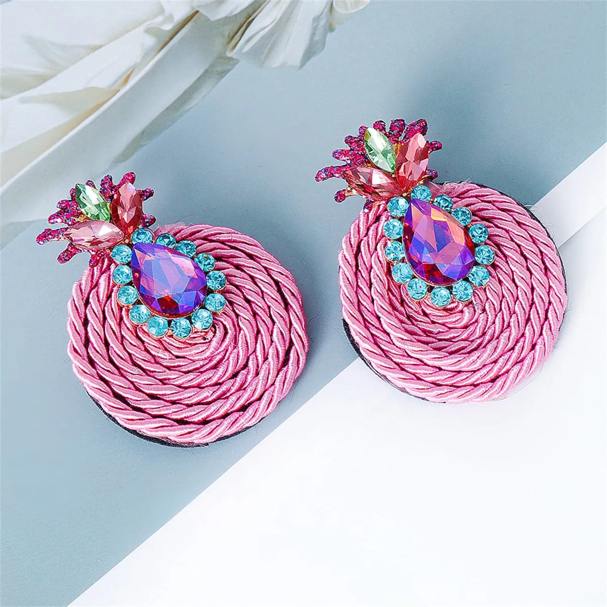 Cubic Zirconia & Crystal 18K Gold-Plaetd Pineapple Drop Earrings