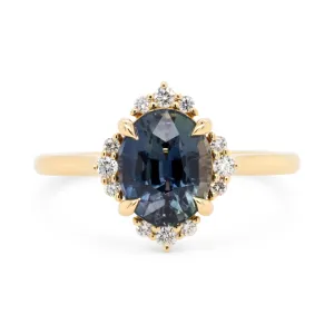 Custom Blue Cushion Sapphire & Diamond Engagement Ring