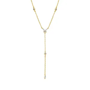 CZ Embedded Drop Lariat Necklace