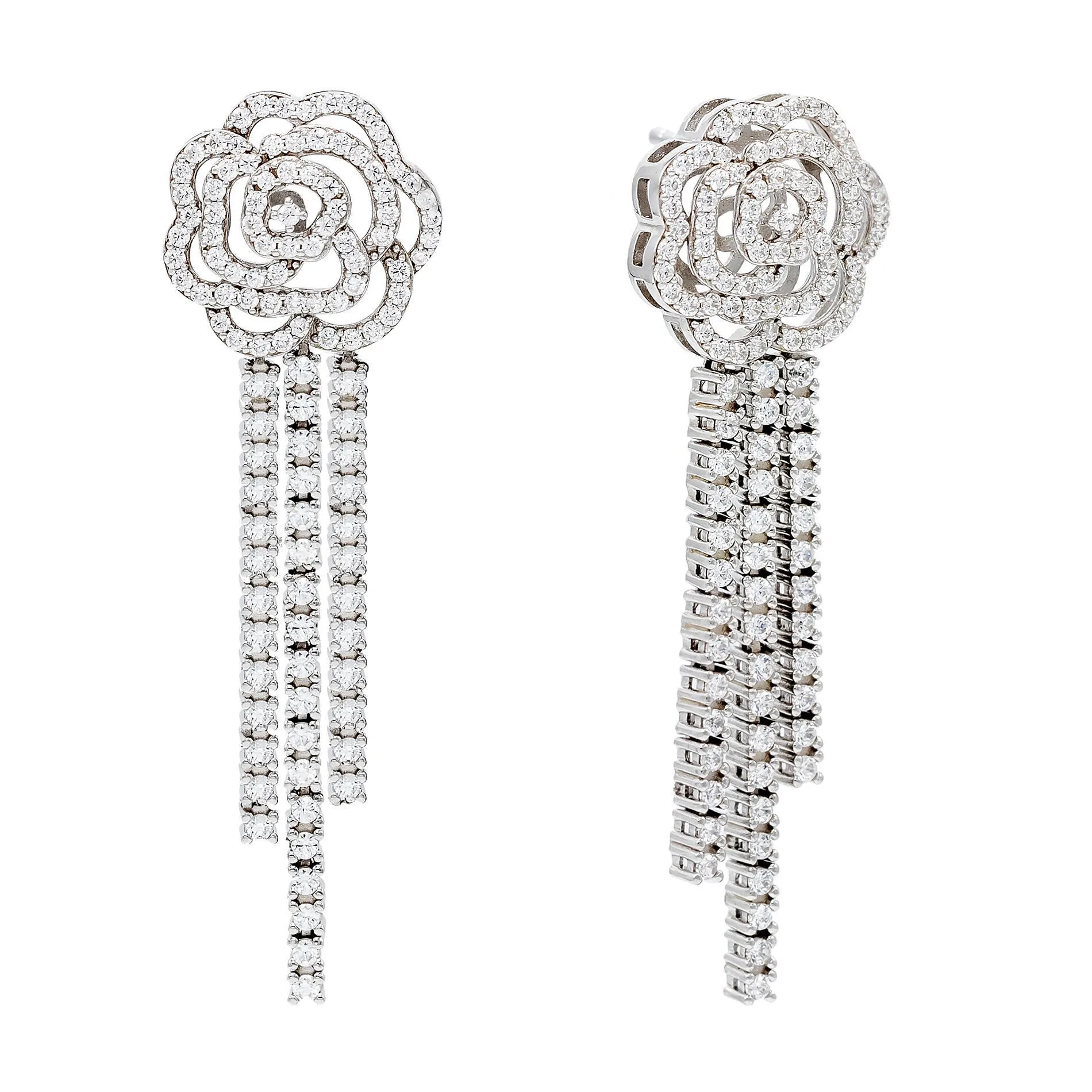 CZ Rose Drop Stud Earring