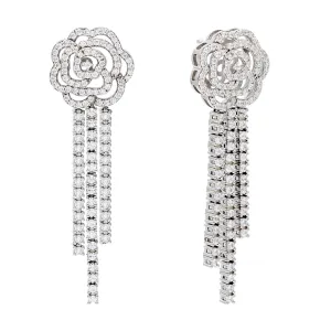 CZ Rose Drop Stud Earring