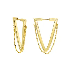 Dangling Chain Triangle Shape Huggie Earring