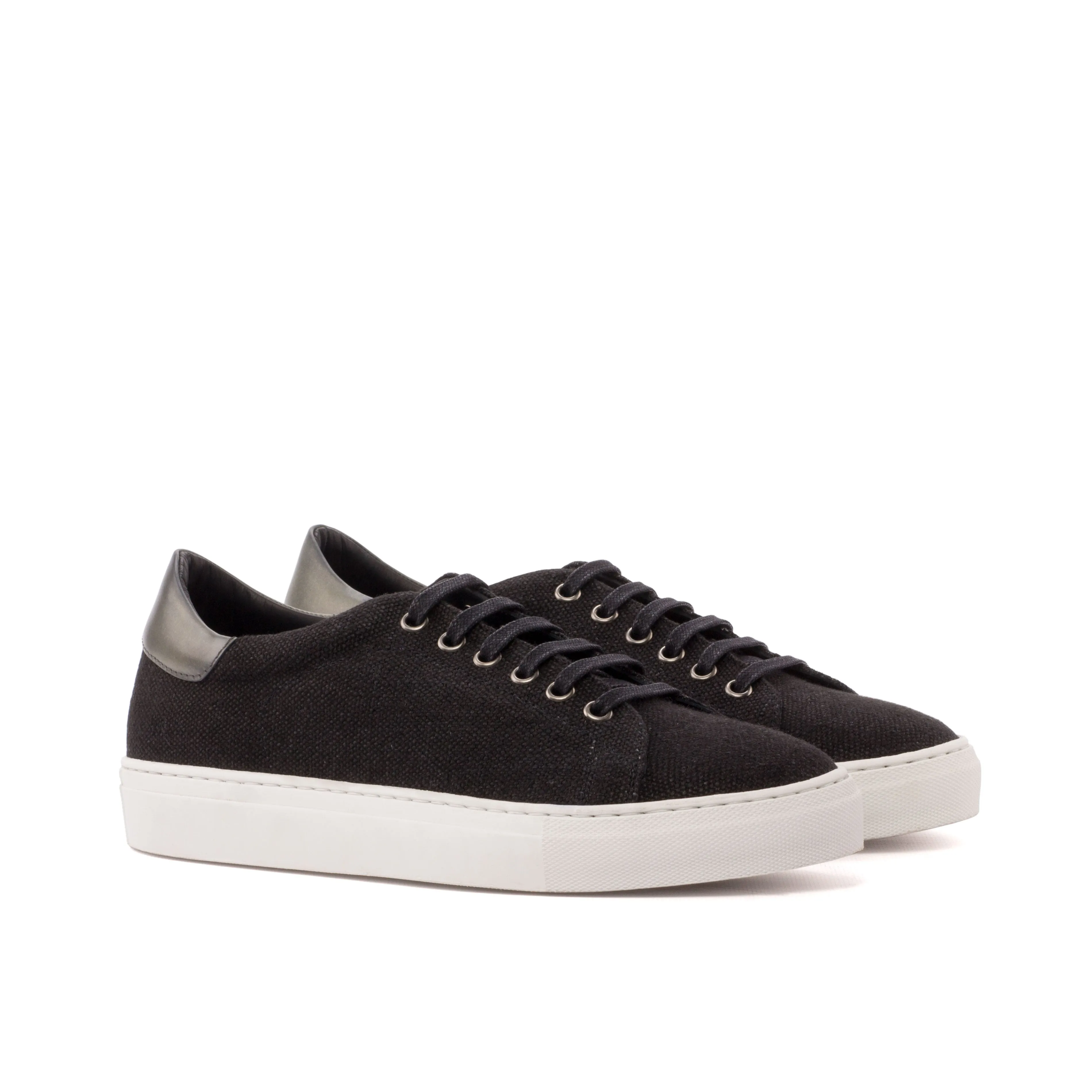 DapperFam Rivale in Black Men's Linen Trainer