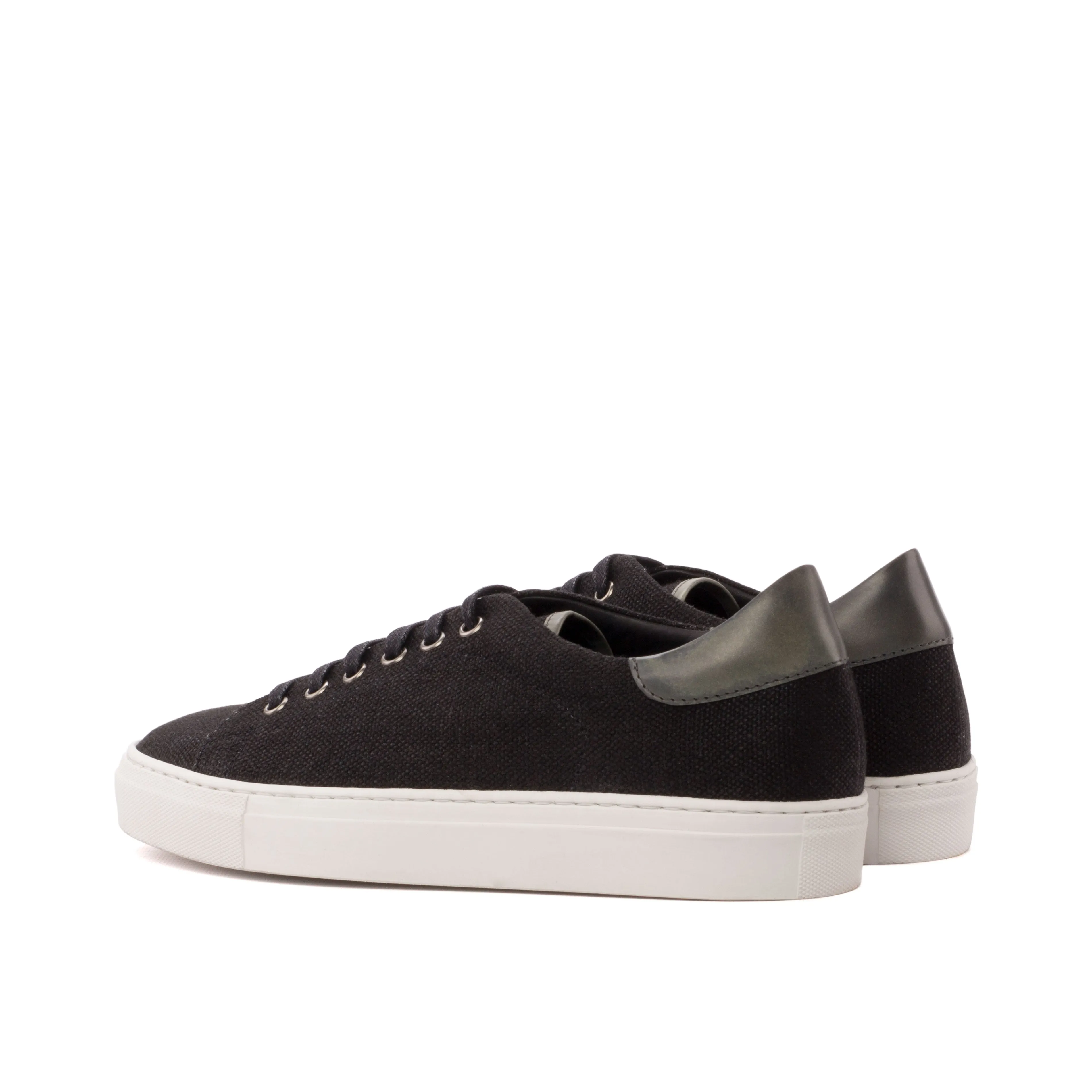 DapperFam Rivale in Black Men's Linen Trainer