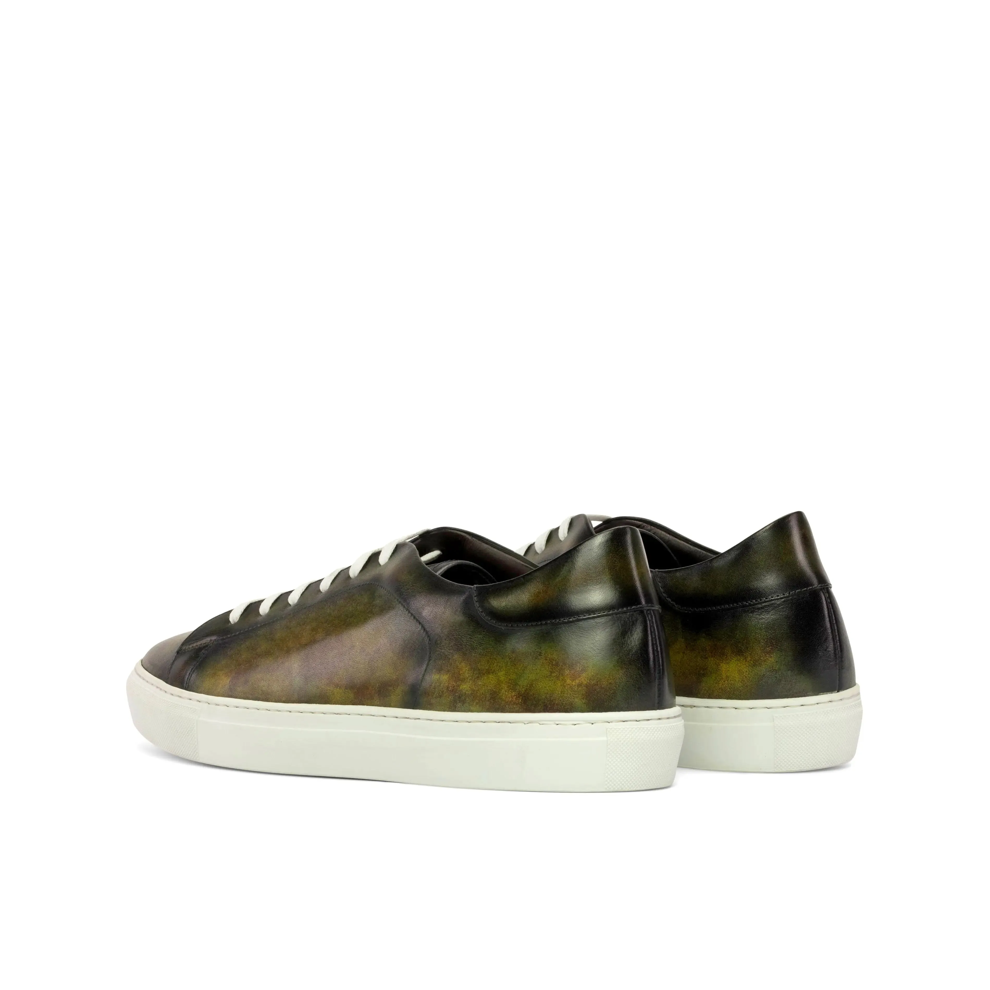 DapperFam Rivale in Green Men's Hand-Painted Patina Trainer