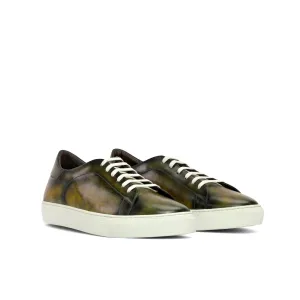DapperFam Rivale in Green Men's Hand-Painted Patina Trainer