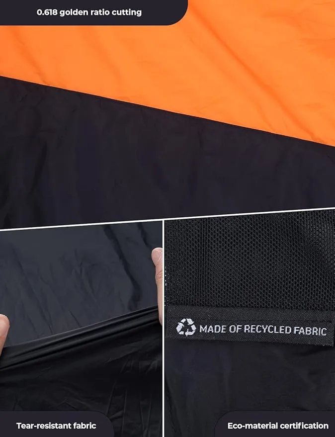 DEERFAMY Outdoor Pocket Blanket(71x43), Waterproof Windproof Picnic Blanket Folding Packable Blanket with Triangular Sand Pocket, Eco-Friendly Blanket for Hiking, Camping, Beach and Concert, Black