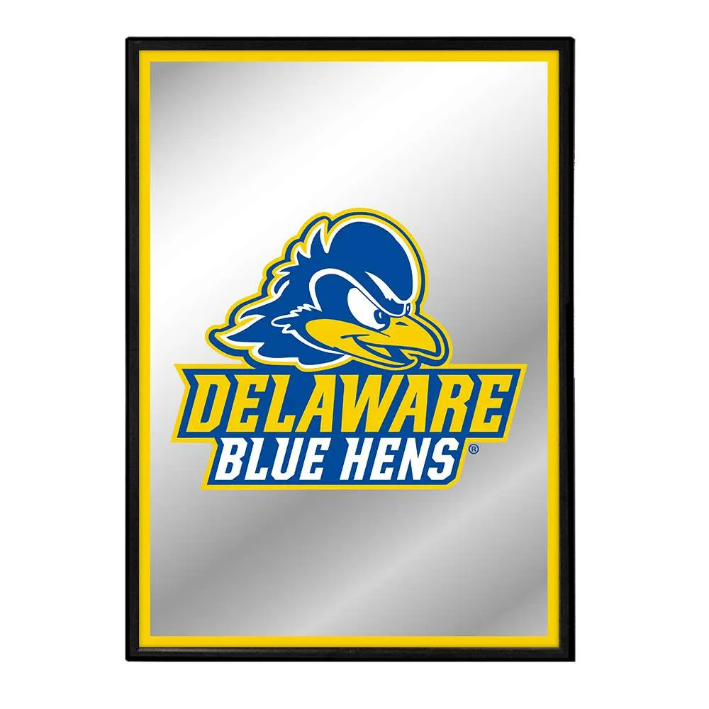 Delaware Blue Hens: Logo - Framed Mirrored Wall Sign