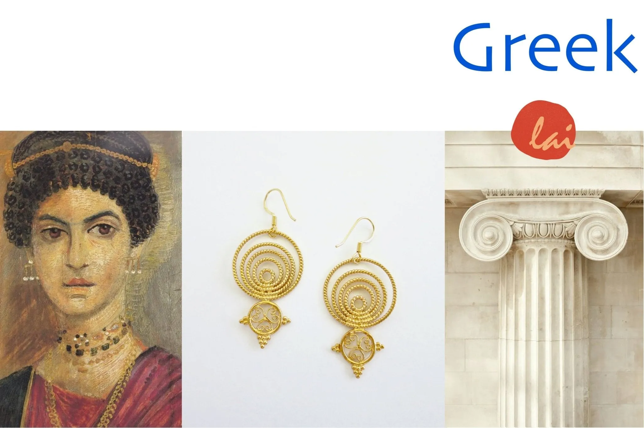 Delicate, Greek-inspired, concentric, filigree, gold-plated earrings