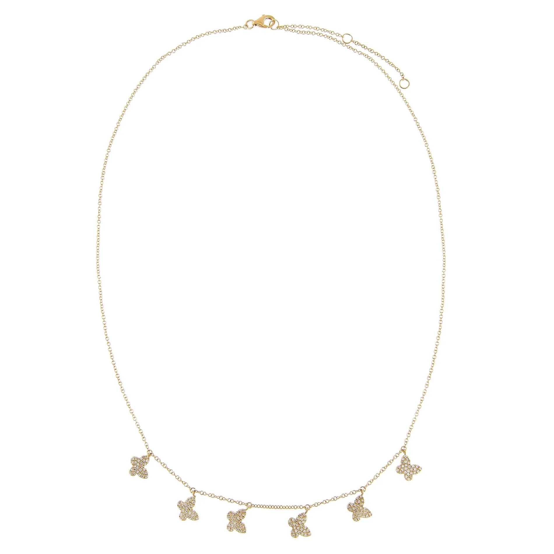 Diamond Dangling Multi Butterfly Necklace 14K