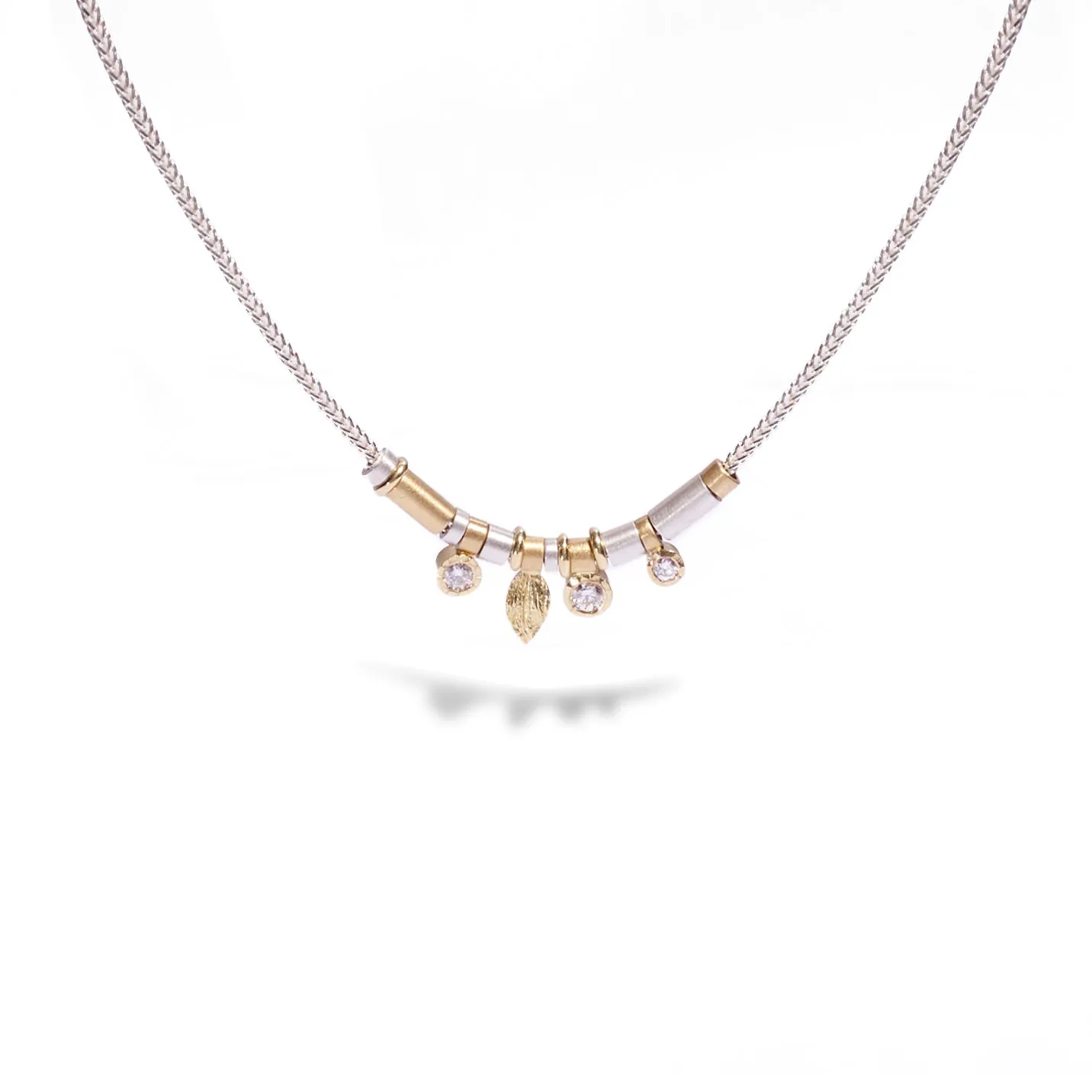 Diamond Drop Necklace in Sterling Silver ~ 3 Diamonds