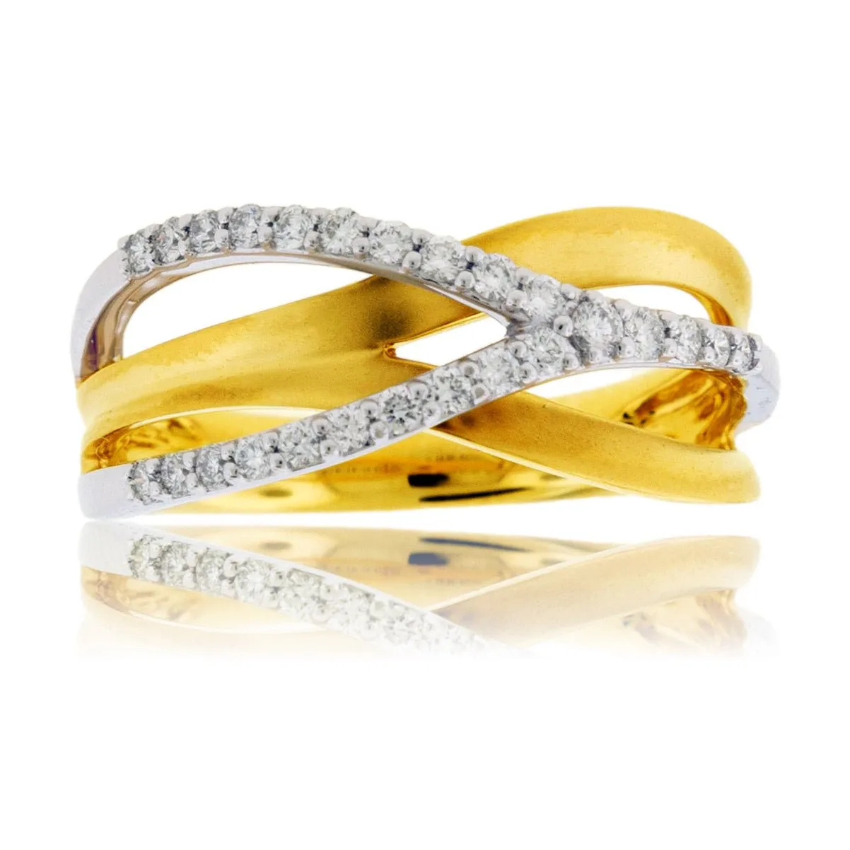 Diamond Yellow Gold Bypass Ring