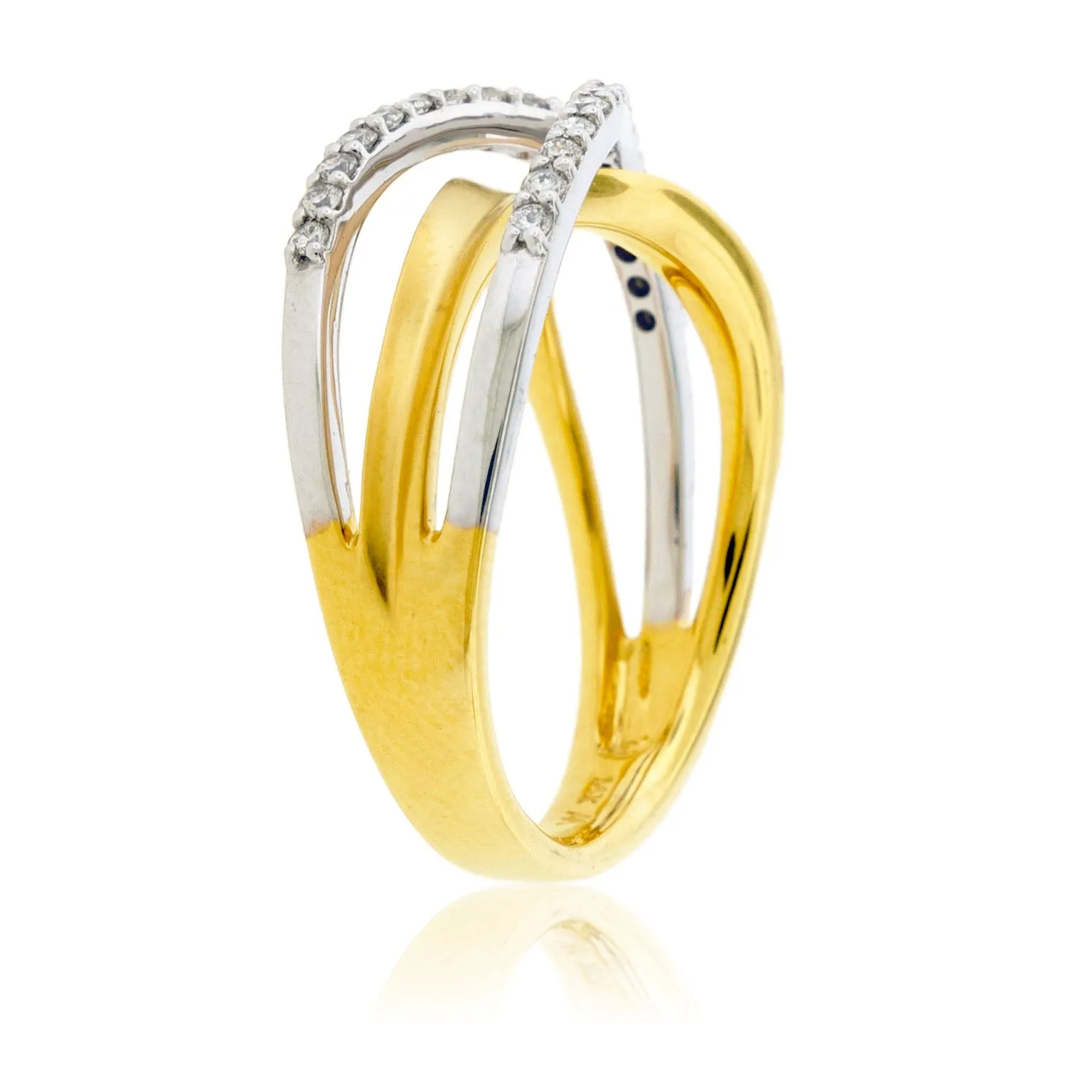 Diamond Yellow Gold Bypass Ring