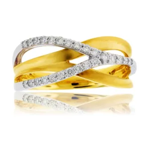 Diamond Yellow Gold Bypass Ring