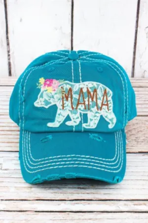 Distressed Baseball Cap ~ Mama Bear