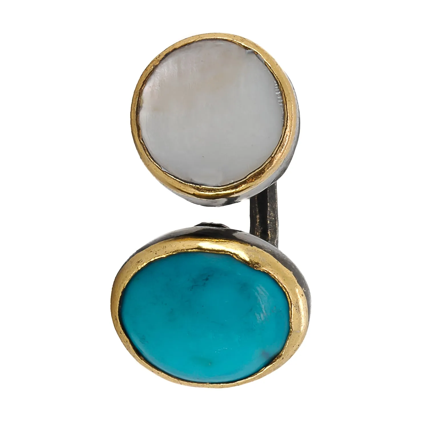 Double Gemstone Sterling Silver Ring
