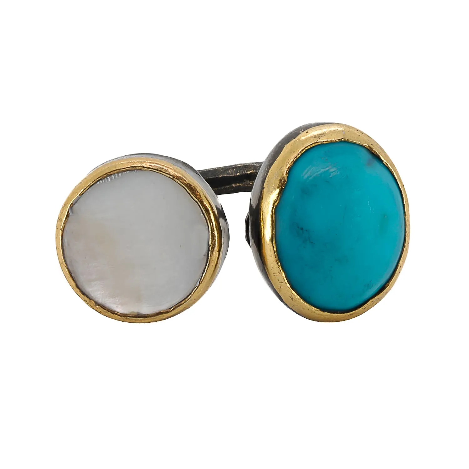 Double Gemstone Sterling Silver Ring