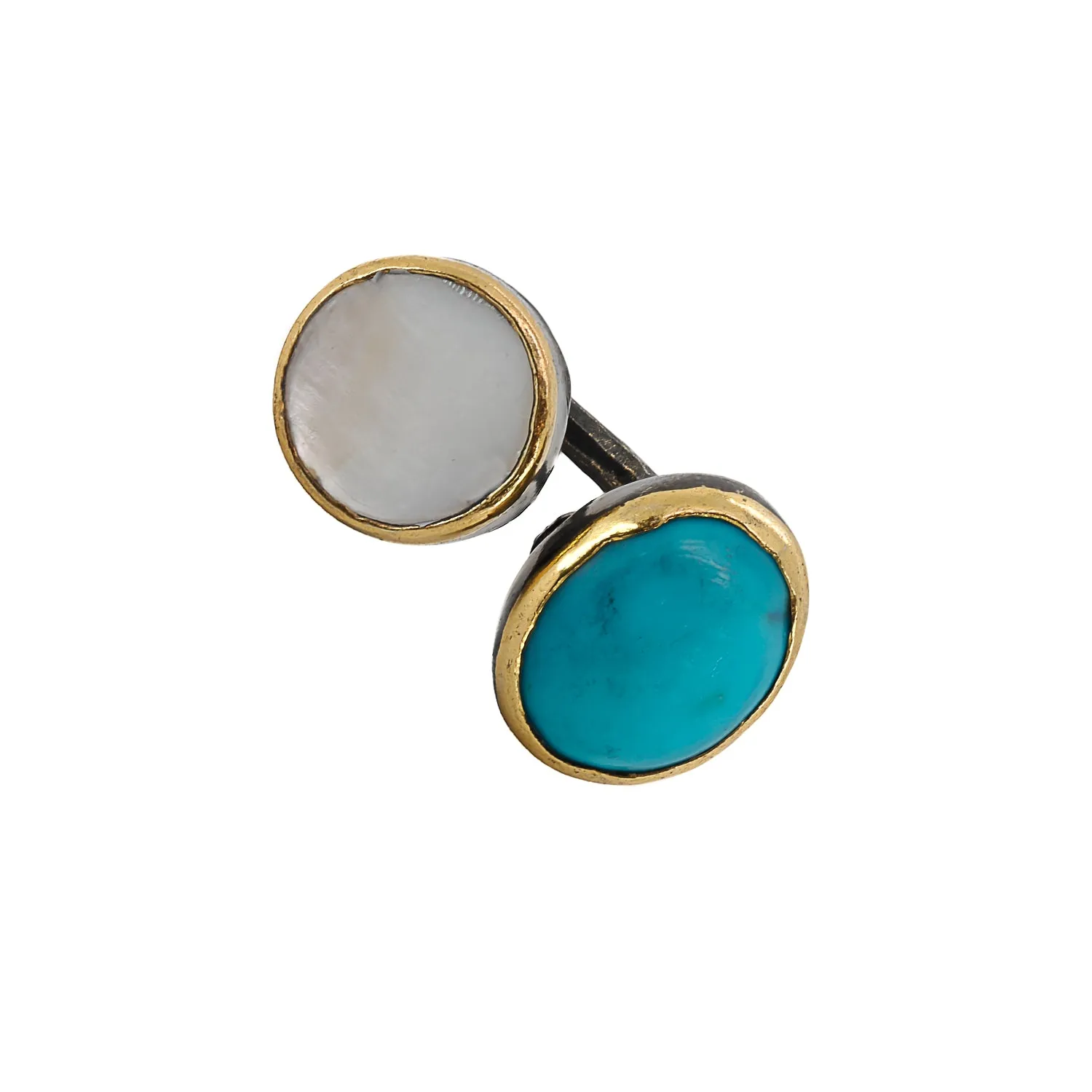 Double Gemstone Sterling Silver Ring
