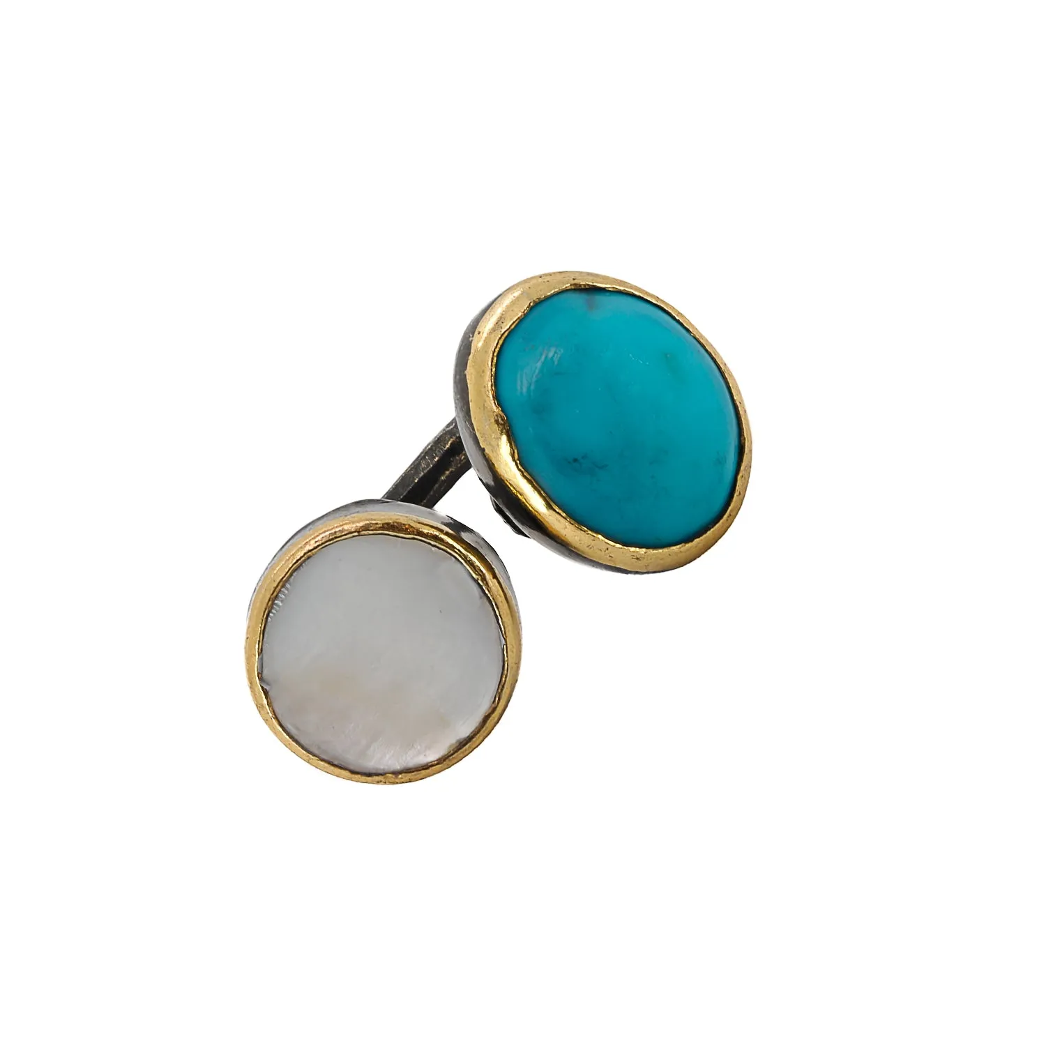 Double Gemstone Sterling Silver Ring
