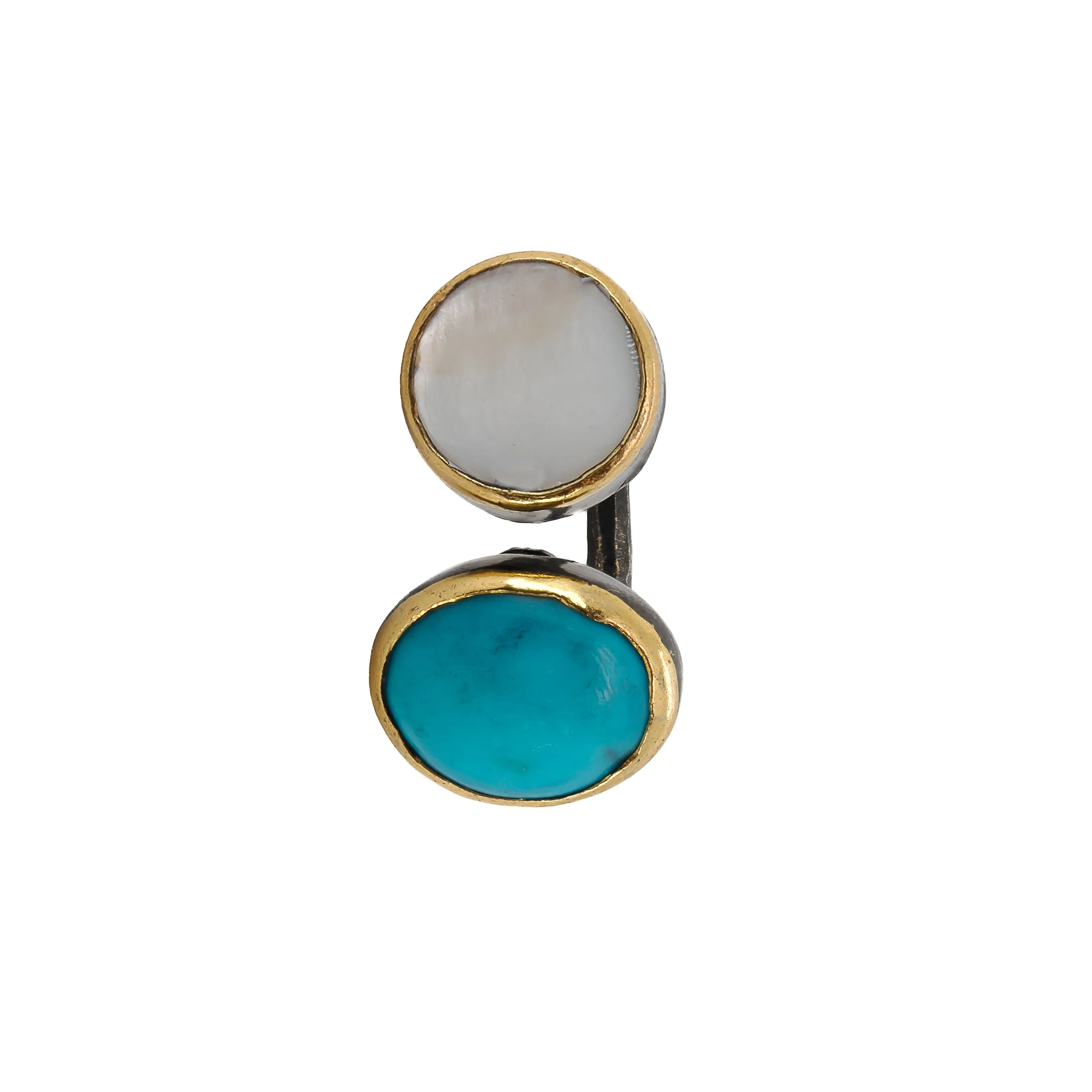 Double Gemstone Sterling Silver Ring