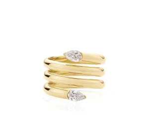 Double Headed Pear Wrap Ring