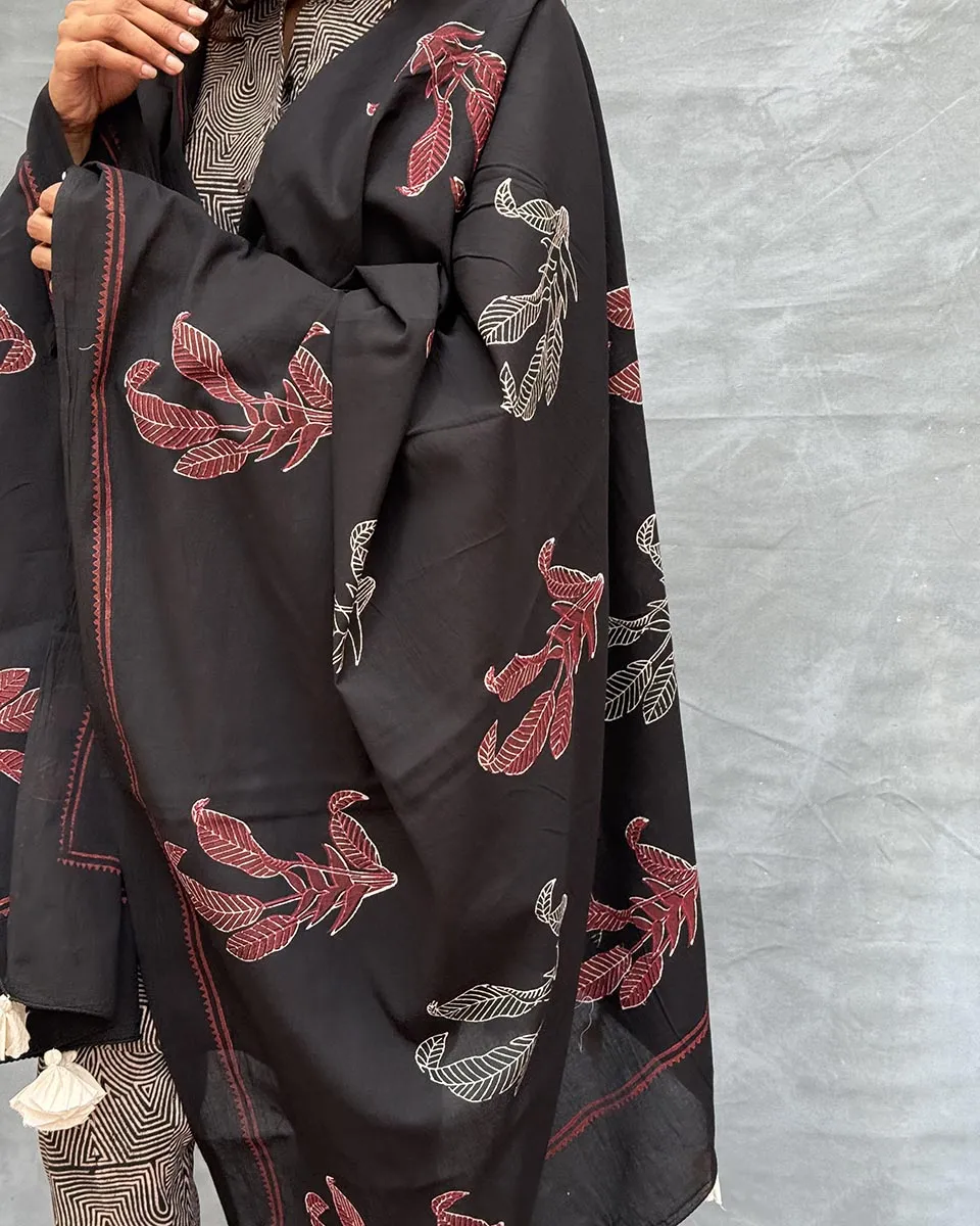 Drifting Through Dawn Blockprinted Cotton Dupatta