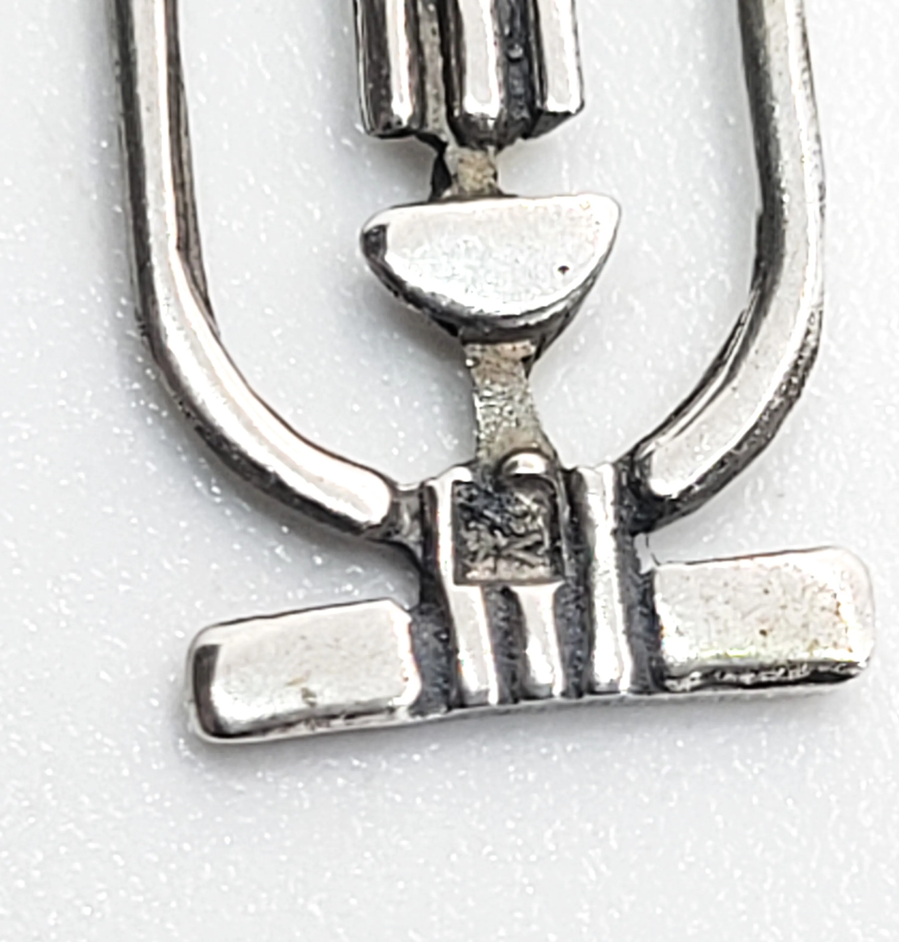 Egyptian cartouche Ra scarab open work sterling silver vintage pendant necklace