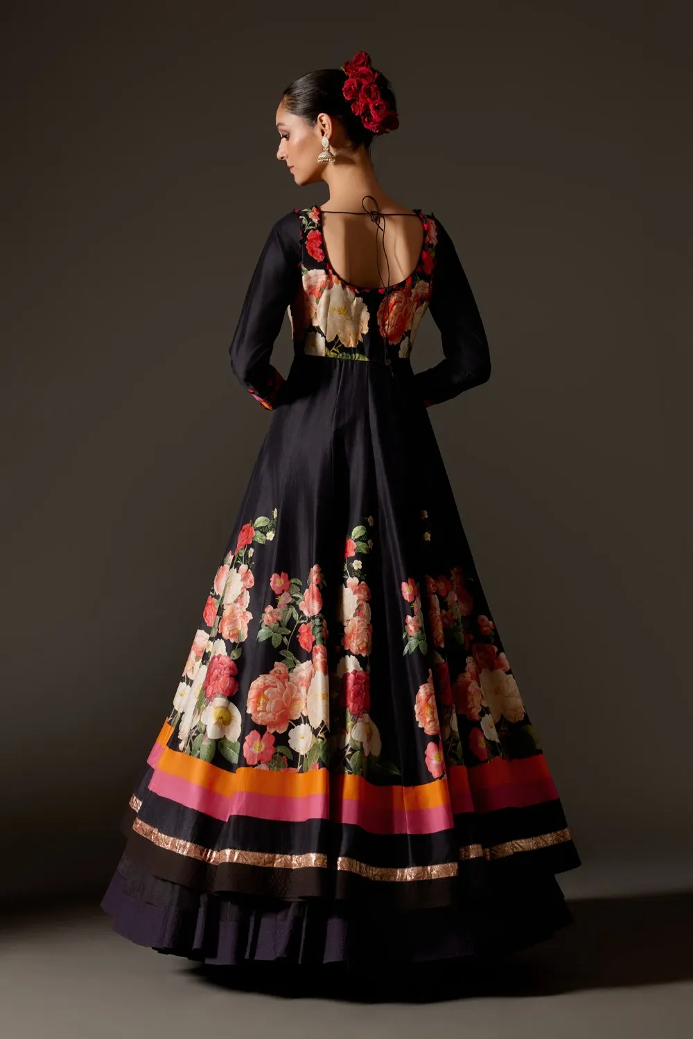 Elegant Black Anarkali Set with Churidar and Dupatta