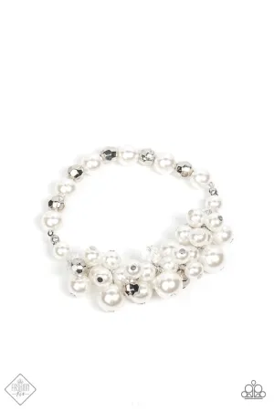 Elegantly Exaggerated White Paparazzi Bracelet