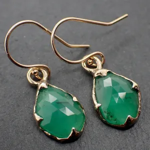 Emerald Fancy cut dangle earrings 14k 3323