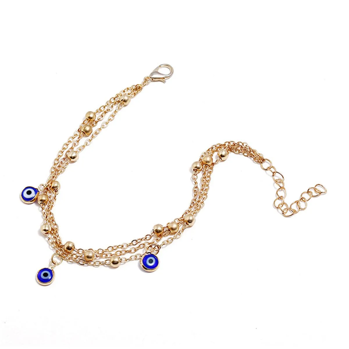 Enamel & 18K Gold-Plated Eye Layered Anklet