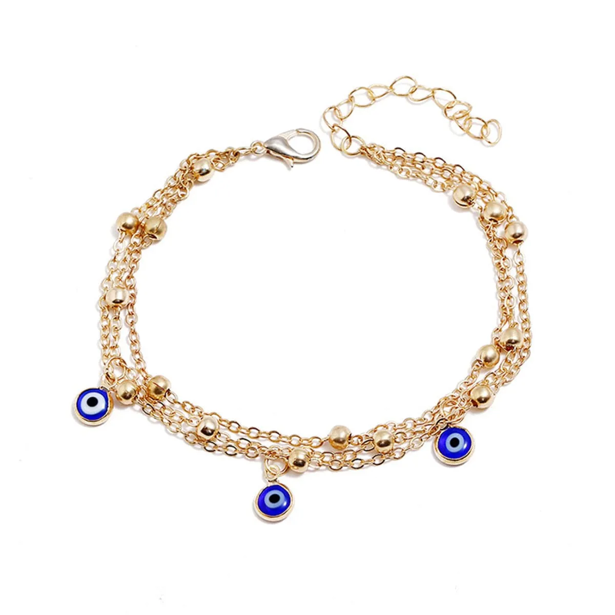 Enamel & 18K Gold-Plated Eye Layered Anklet