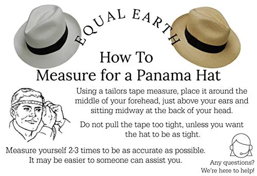 Equal Earth New Genuine Panama Hat Rolling Folding Authentic & Fairtrade - White (56cm)
