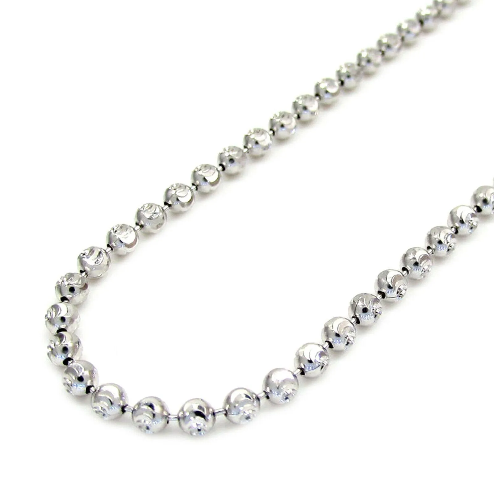 Fabulous 14K White Gold 3mm 20" Diamond Cut Solid Moon Chain