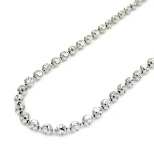 Fabulous 14K White Gold 3mm 20" Diamond Cut Solid Moon Chain