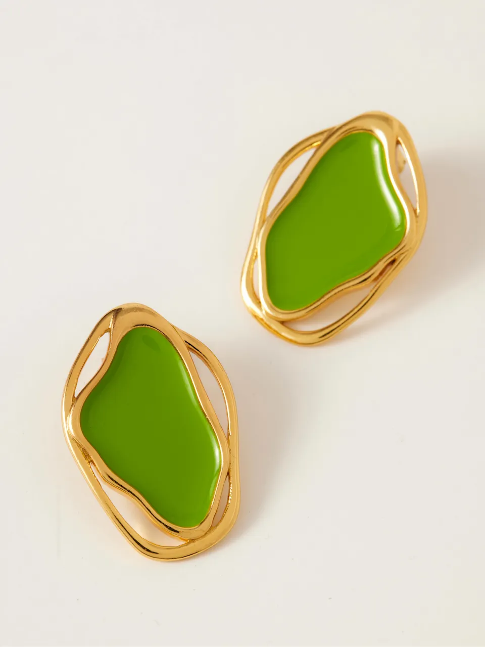 Fashion Jewelry-18k Gold Plated-Earrings-Cancun-Lime Green (S)-RIVA1018_G_S-Fashion Edit Voyce