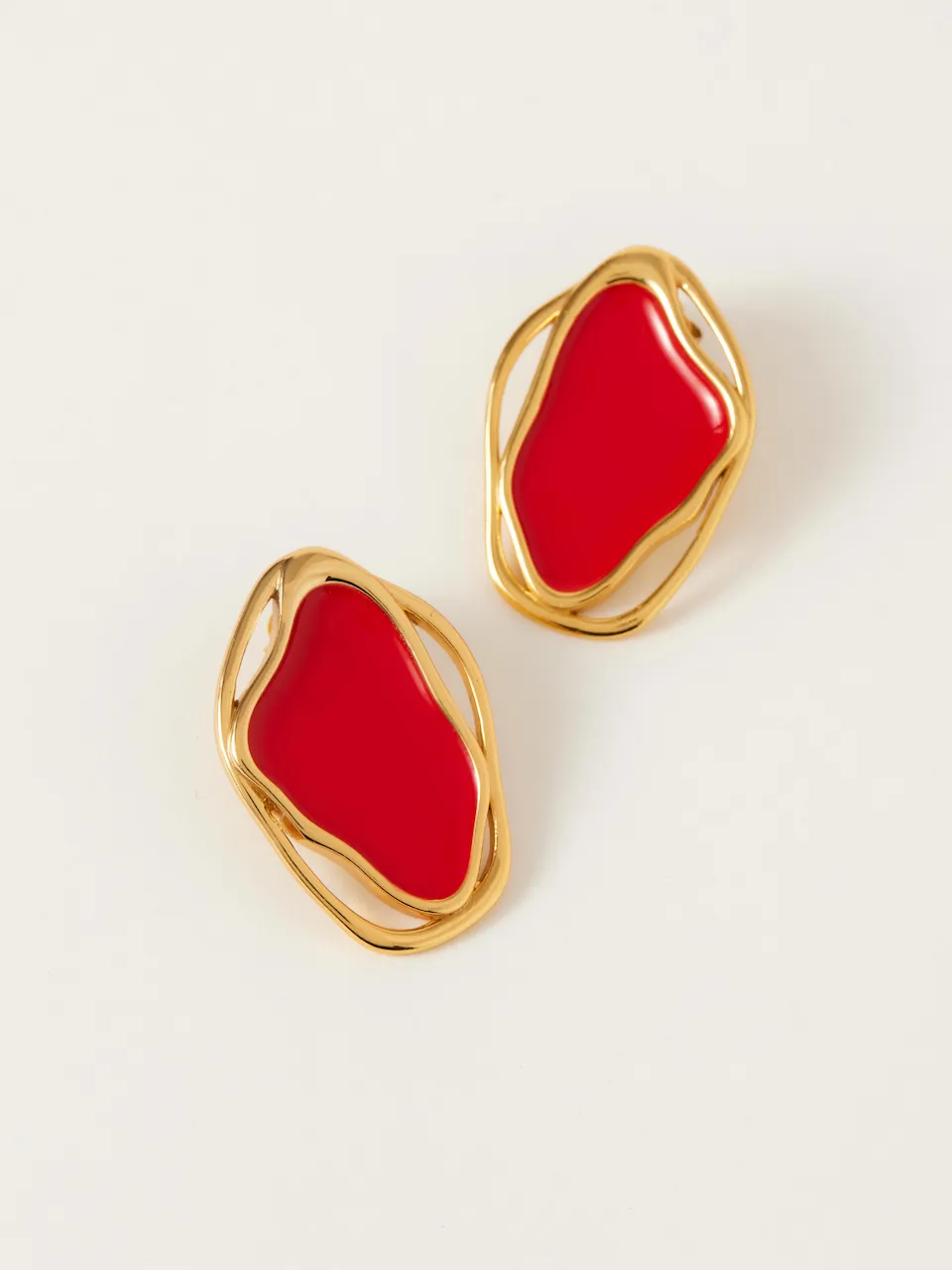 Fashion Jewelry-18k Gold Plated-Earrings-Cancun-Red Sea (S)-RIVA1018_R_S-Fashion Edit Voyce