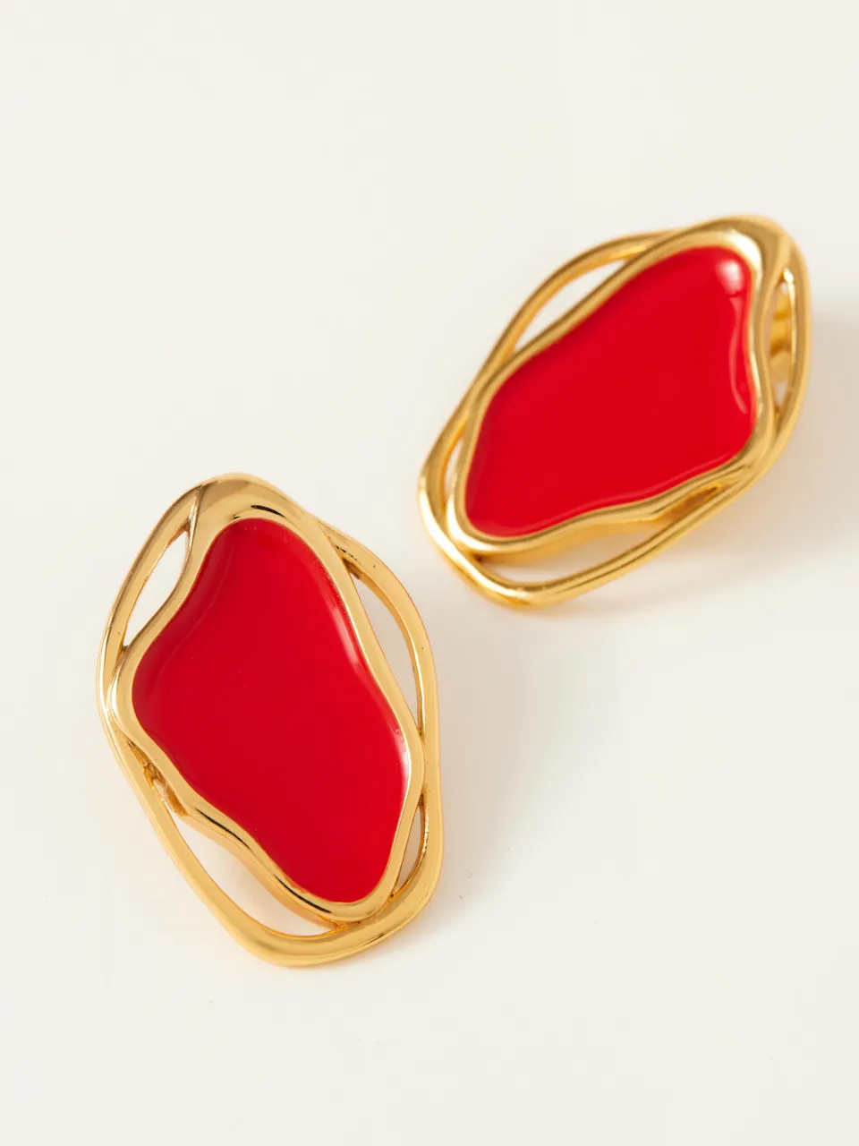 Fashion Jewelry-18k Gold Plated-Earrings-Cancun-Red Sea (S)-RIVA1018_R_S-Fashion Edit Voyce