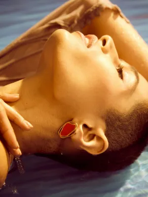 Fashion Jewelry-18k Gold Plated-Earrings-Cancun-Red Sea (S)-RIVA1018_R_S-Fashion Edit Voyce