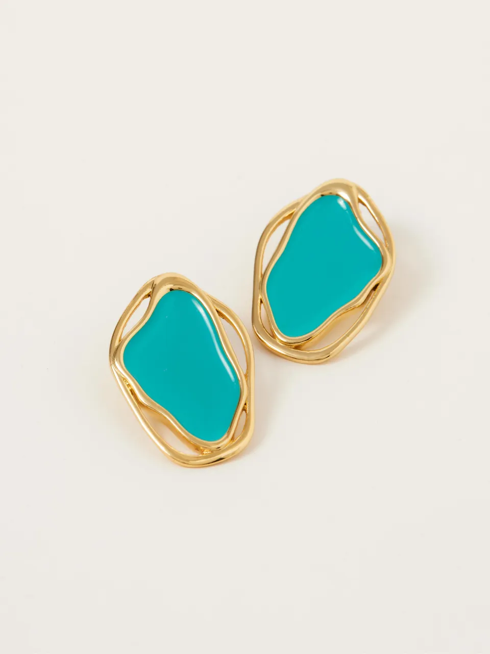 Fashion Jewelry-18k Gold Plated-Earrings-Cancun-Torquise Aqua (S)-RIVA1018_TA_S-Fashion Edit Voyce