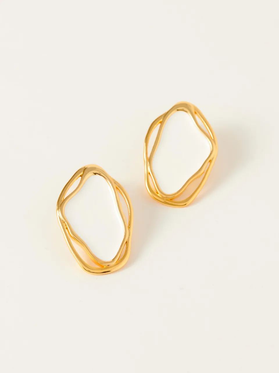 Fashion Jewelry-18k Gold Plated-Earrings-Cancun-White Sand (S)-RIVA1018_W_S-Fashion Edit Voyce
