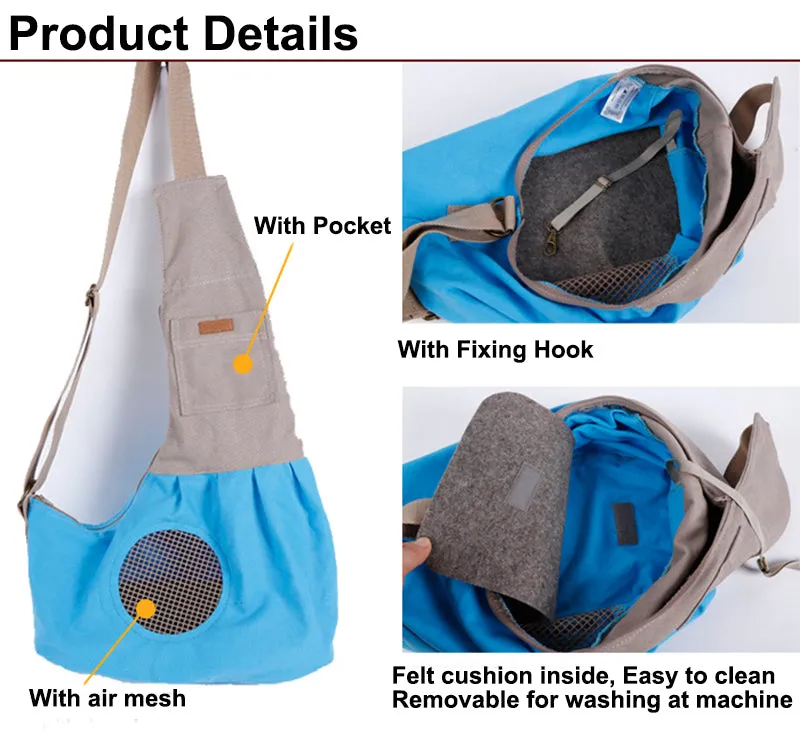 Fashion Portable Canvas Carrying Single Shoulder Bag for Small Pets Cat Dog Outdoor Use Blue_60*50*19cm