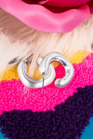 Fashion Ready Matte Silvertone Hoop Earrings