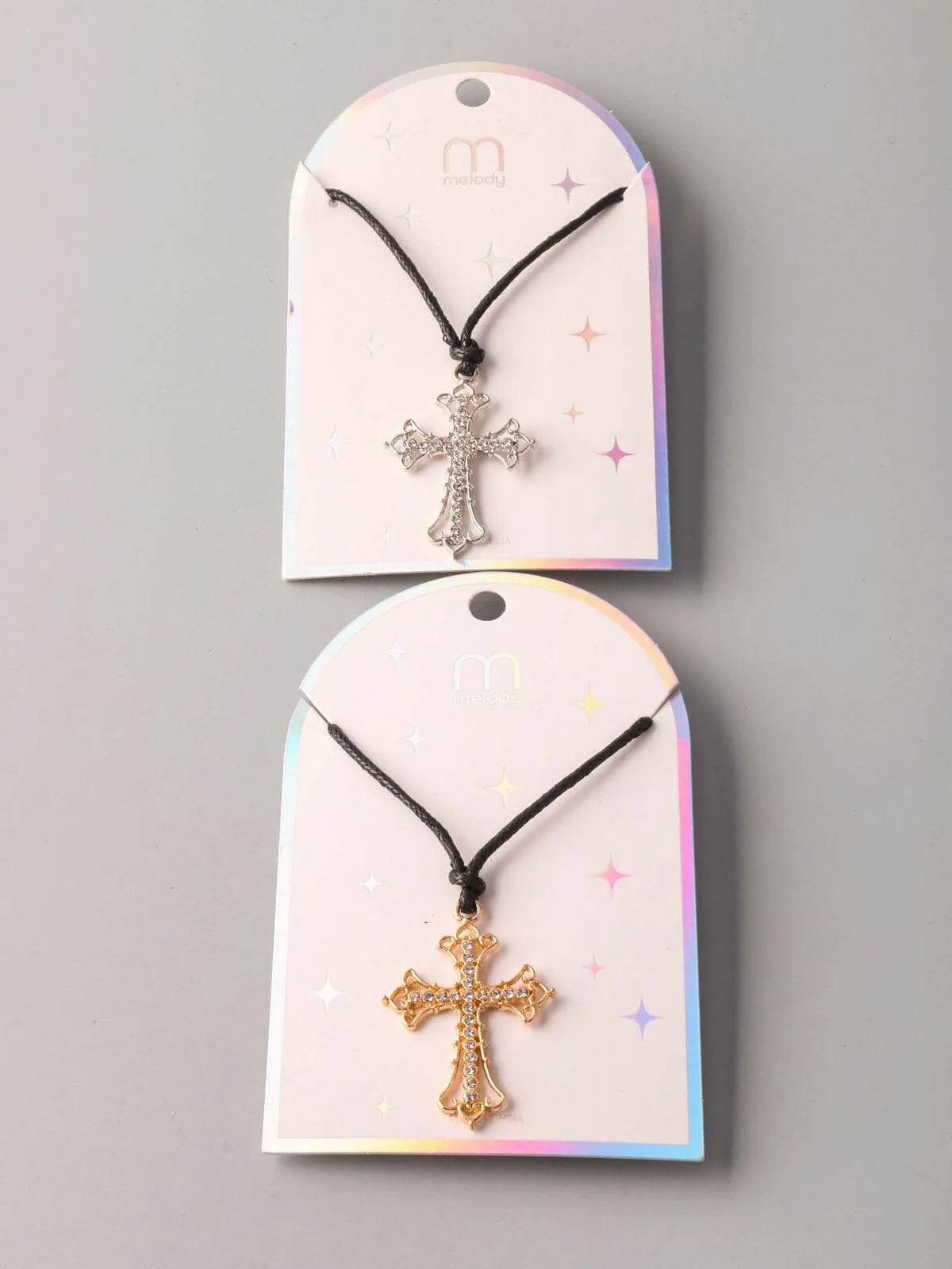 FASHION SILVER & GOLD CROSS PENDENT NECKLACE