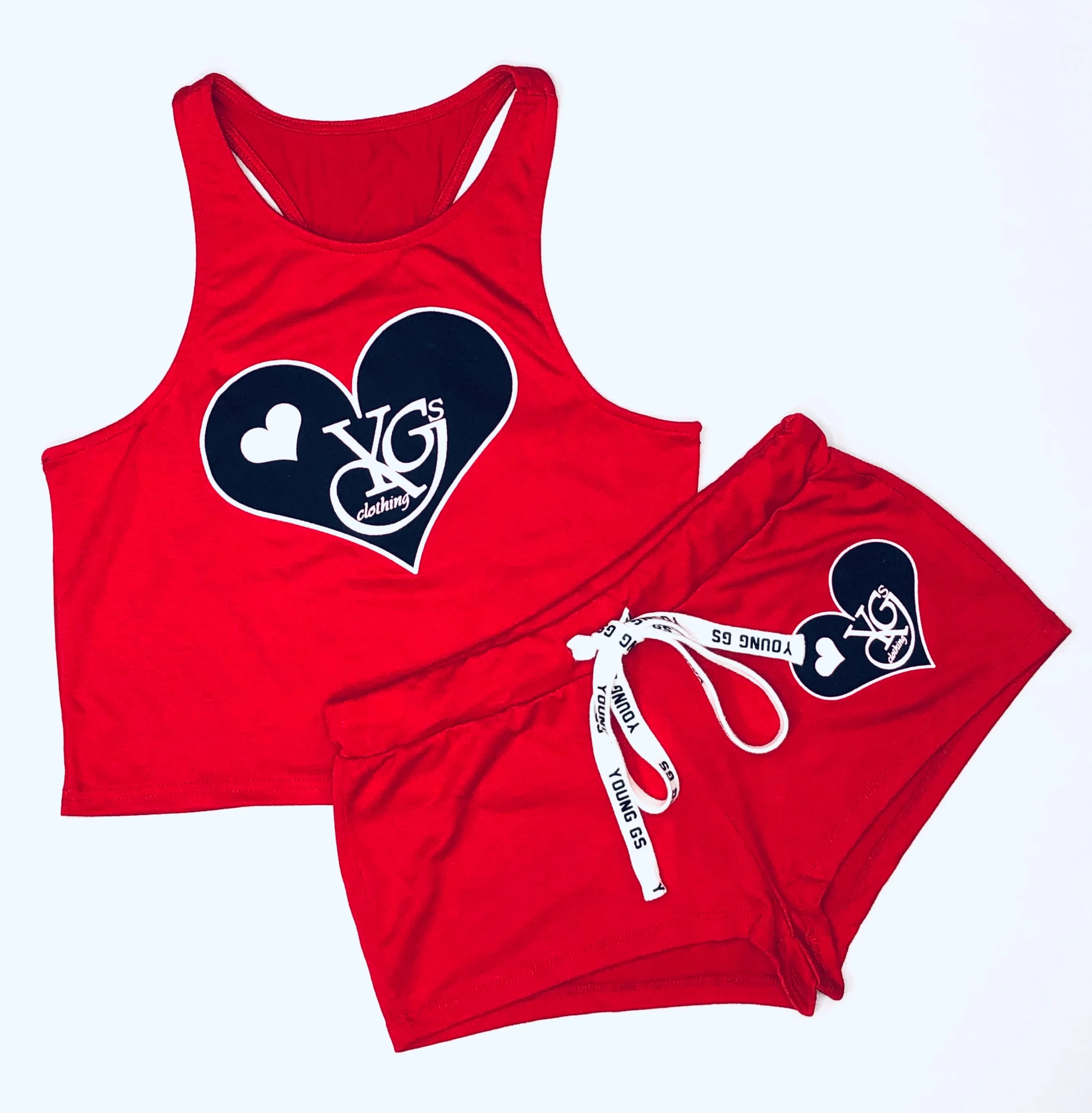 Female YGSC Heart Logo Crop-Top w/ Booty shorts
